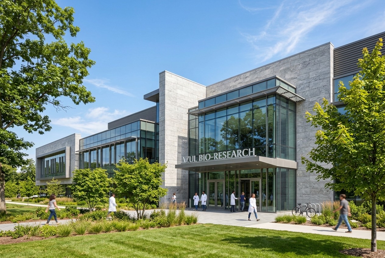 Exterior of the Azul Bio-Research building in Sugar Land, Texas